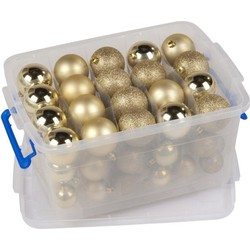 Kerstballen goud in box 70 stuks 4 / 6 / 8 cm - Kerstbal
