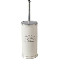 Clayre & Eef WC Borstel met Houder  24 cm Wit Keramiek Rond Toiletborstelhouder