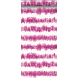 ESTAhome behang horizontale tie-dye shibori strepen intens fuchsia roz