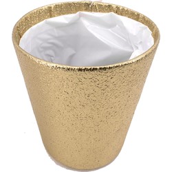 Gerimport Plantenmand - glitter goud - bloempot - 15 x 14 cm - Kerststukje - Plantenpotten