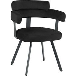 LABEL51 Eetkamerstoel Bardio - Zwart - Fluweel - Black Frame