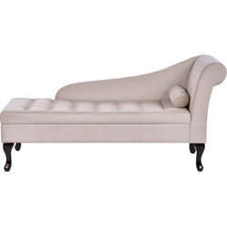 Beliani PESSAC - Chaise longue-Beige-Fluweel