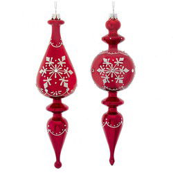 Ornament rood wit plastic h8 cm