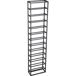 PTMD Wijnrek Kentyn - 35x15x155 cm - Ijzer - Zwart