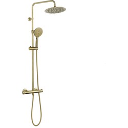 Luzzo® PVD Regendouche Brushed Brass met thermostaatkraan - 25cm