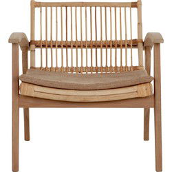 MUST Living Lounge chair Marvin,75x68x75 cm, teakwood, rattan with cushion jute