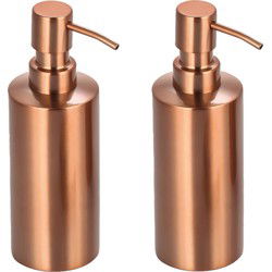 MSV Zeeppompje/dispenser - 2x - Kyoto - rvs - koper kleur - 6 x 18 cm - 260 ml - Zeeppompjes