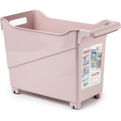 Plasticforte opberg Trolley Container - roze - op wieltjes - L38 x B18 x H26 cm - kunststof - Opberg trolley