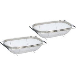 Set van 2x stuks RVS keuken vergiet/zeef uitschuifbaar 35 cm - Keukenzeefjes