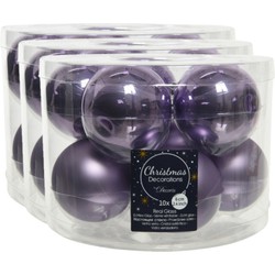 40x stuks glazen kerstballen heide lila paars 6 cm mat/glans - Kerstbal