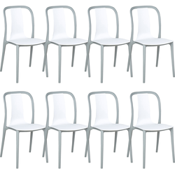 SPEZIA  - Tuinstoel set van 8 - Grijs/Wit - Synthetisch materiaal