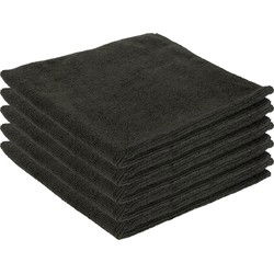 Microvezeldoeken - 5x st - zwart - 40 x 40 cm - dweiltjes - Vaatdoekjes