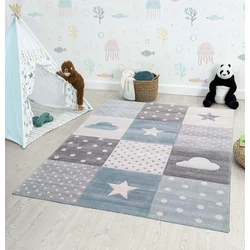 Kids Kinderkamer Blauw vloerkleed - Ster En Wolk - 120 X 170 CM