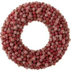 J-line - Krans Rond Bessen Plastiek Rood Small - 35x6x35cm