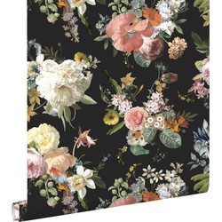 ESTAhome behang vintage bloemen zwart - 0,53 x 10,05 m - 139368