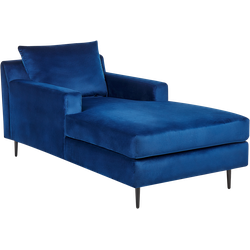 Beliani GUERET - Chaise longue-Blauw-Fluweel