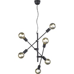 Asymetrische draaibare hanglamp 6xE27 mat zwart