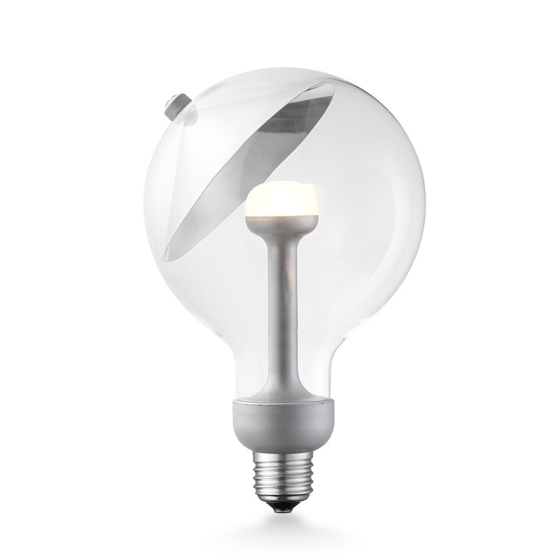 Design LED Lichtbron Move Me - Zilver - G120 Cone LED lamp - 12/12/18.6cm - Met verstelbare diffuser via magneet - geschikt voor E27 fitting - Dimbaar - 5W 400lm 2700K - warm wit licht - 