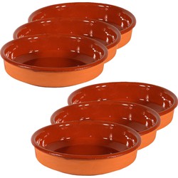 6x Terracotta tapas bakjes/schaaltjes 18 cm en 16 cm - Snack en tapasschalen