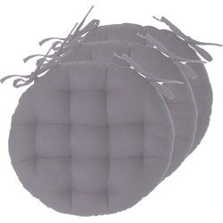 Atmosphera Stoelkussens rond - 6x - grijs - katoen - 38 x 6.5 cm - wicker zitkussen - tuinstoelkussens