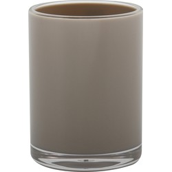 MSV Badkamer drinkbeker Aveiro - PS kunststof - beige - 7 x 9 cm - Tandenborstelhouders