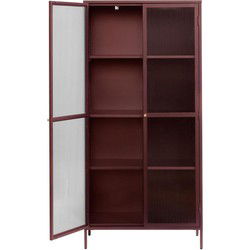 Vitrinekast Rood - 40x90x190cm - Metaal - Kast Bronco