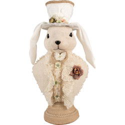 Clayre & Eef Decoratie Beeld Konijn 24x17x50 cm Beige Textiel op Kunststof