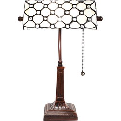 LumiLamp Tiffany Tafellamp  26x23x42 cm Wit Metaal Glas Tiffany Bureaulamp