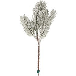 1x stuks kersttakken/dennentakken 23 cm groen met sneeuw kerstversiering - Decoratieve tak kerst