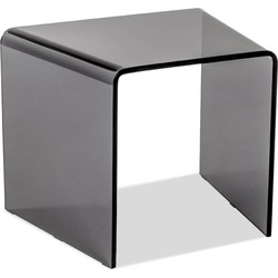 HakuShop Bijzettafel - Zwart - Veiligheidsglas - Modern - 52x40x41cm