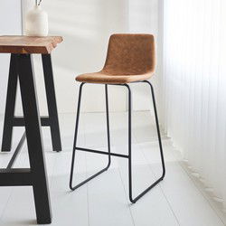 Industriële Barkruk Cognac Brentt - Zithoogte 76 cm - Zonder Armleuningen