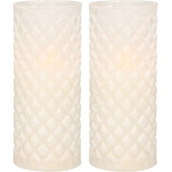 2x stuks luxe led kaarsen in glas D7,5 x H17,5 cm - LED kaarsen