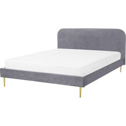FLAYAT  - Tweepersoonsbed - Grijs - 140 x 200 cm - Fluweel