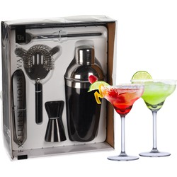 Excellent Houseware cocktails maken set 5-delig met 4x Margarita glazen - Cocktailshakers