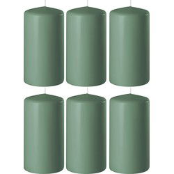 6x Kaarsen groen 6 x 12 cm 45 branduren sfeerkaarsen - Stompkaarsen