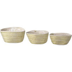 Clayre & Eef Opbergmand Set van 3 Wit Touw