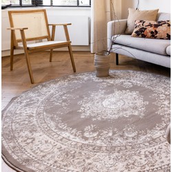 Rond Vintage Vloerkleed Keshan Taupe/Bruin Bruin,Taupe - Polypropyleen