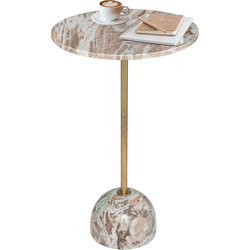 MISOU Bijzettafel - Rond - Koffietafel - Marmer - Modern - Organisch - Beige - Bruin - 35x59cm