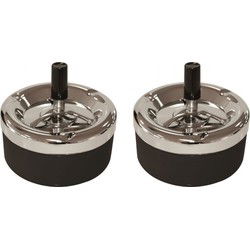 2x stuks ronde draaiasbak/drukasbak zwart/chroom 13 cm - Asbakken