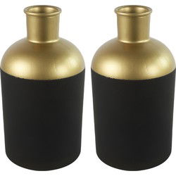 Countryfield Bloemen/Deco vaas - 2x - zwart/goud - glas - D17 x H31 cm - Vazen