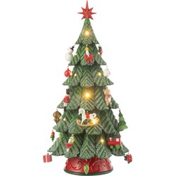 J-line - Kerstboom Led Ornamenten Resine Mix Small - 24.5x24.5x51.5cm