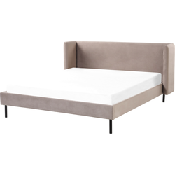 Beliani ARETTE - Tweepersoonsbed-Beige-Fluweel