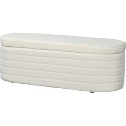 4goodz Bedbank Hocker met Opbergruimte - teddyfleece - 41x116x40 cm - Creme