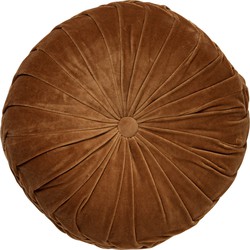 Dutch Decor KAJA - Sierkussen rond velvet Ø40 cm - Tobacco Brown - bruin - Dutch Decor