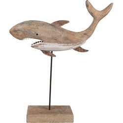 Clayre & Eef Decoratie Beeld Haai Bruin Hout
