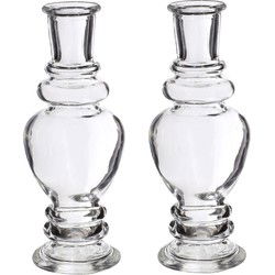 Ideas 4 Seasons Bloemenvaas Venice - 2x - voor kleine stelen/boeketten - gekleurd sierglas - helder transparant - D5.7 x H15 cm - Vazen