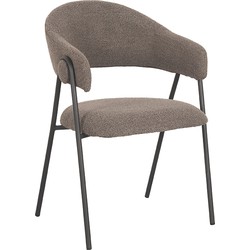 LABEL51 Eetkamerstoel Lowen - Bruin - Boucle - Black Frame