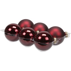 Othmar Decorations Kerstballen - 6x st - donkerrood - 8 cm - glas - Kerstbal