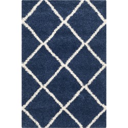 Safavieh Shaggy Indoor Woven Area Rug, Hudson Shag Collection, SGH281, in Navy & Ivory, 122 X 183 cm