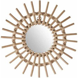 Atmosphera Wandspiegel - rond - rotan - 30 cm - bohemian/boho spiegel - Spiegels